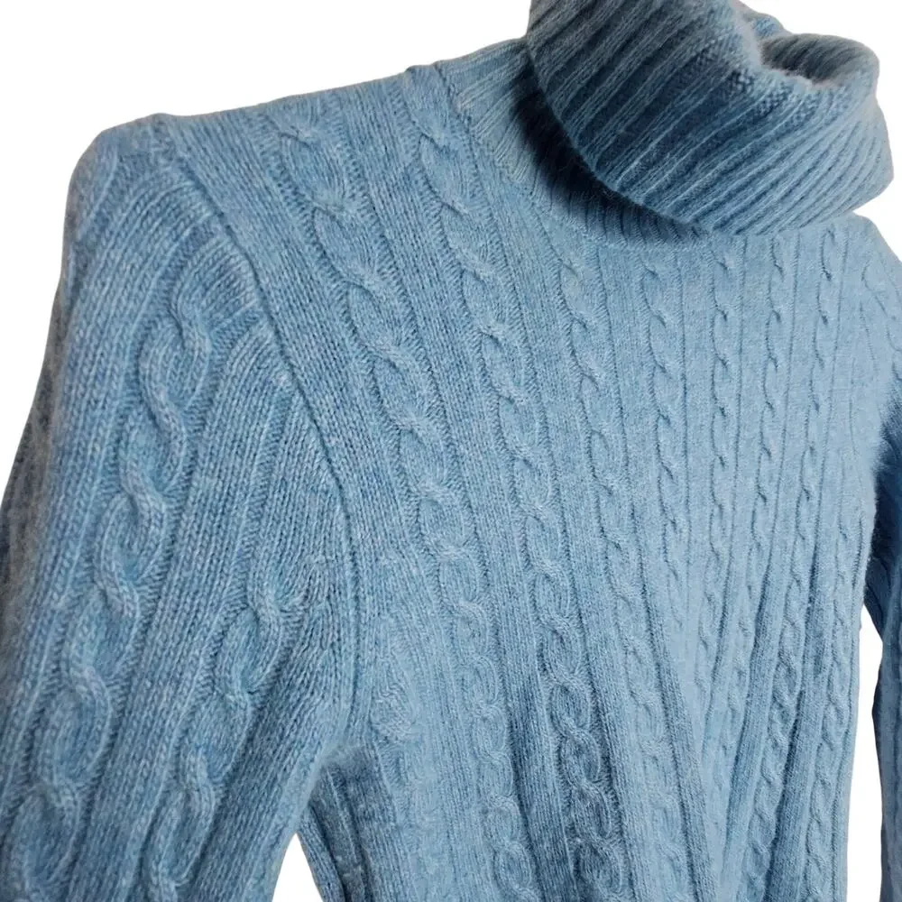 J. Crew Women Cable Knit Turtleneck Sweater XXS Wool Cashmere Rabbit Hair Preppy